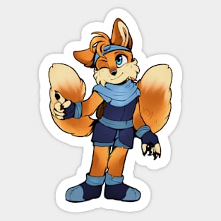 Two-Tailed Anthro Yellow Vixen Sticker